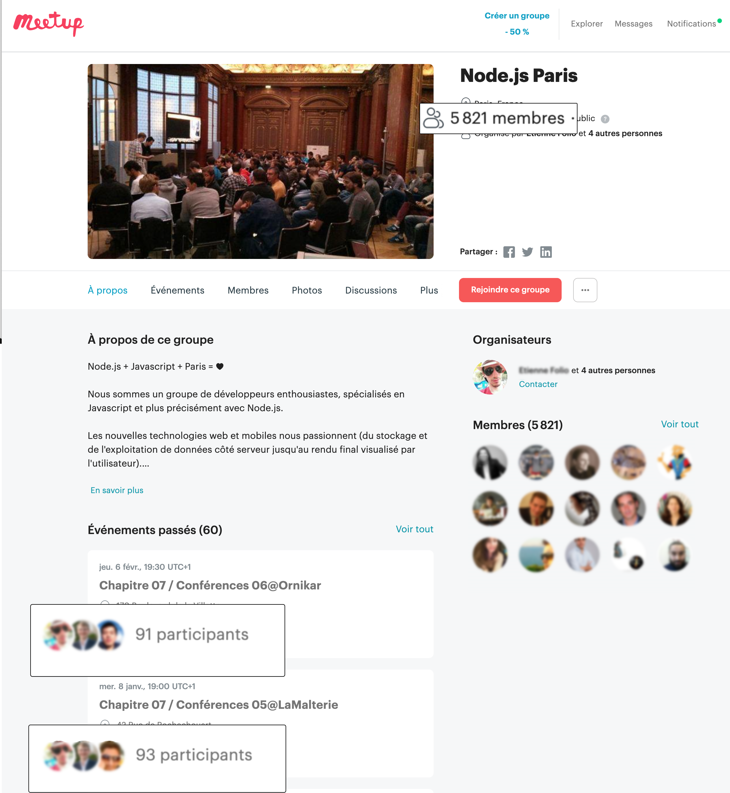Meetup Node.js Paris — détail des événements passés