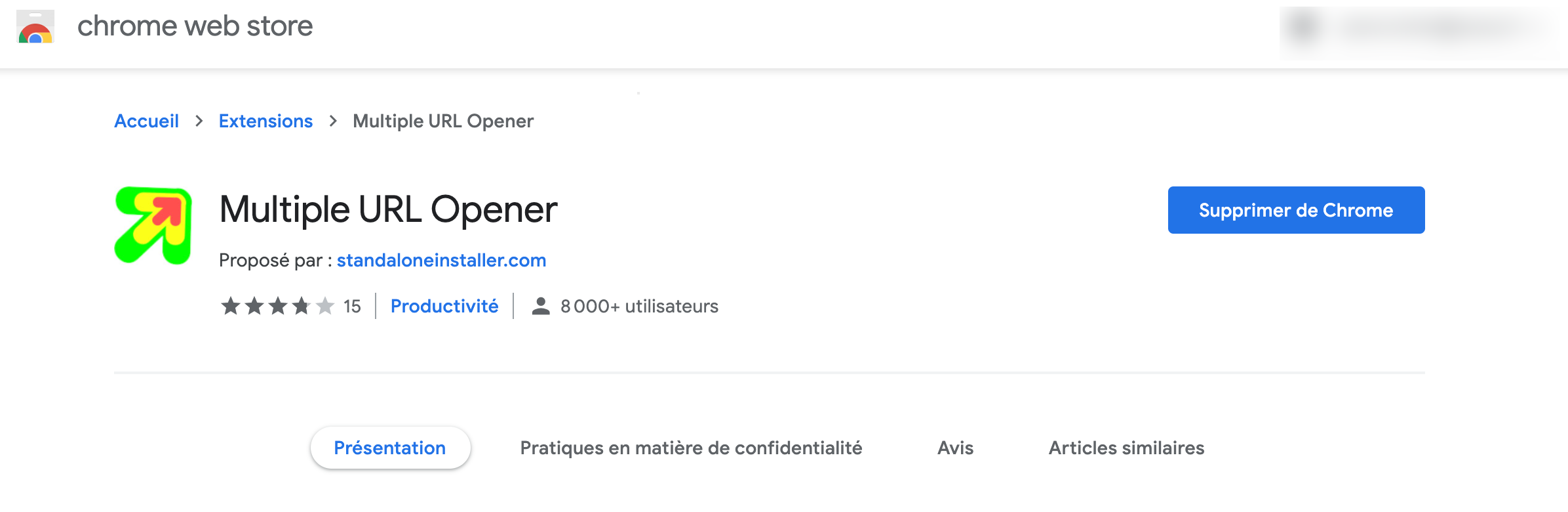 Extension Chrome Multiple URL Opener — ouverture en masse d'URL de recherche